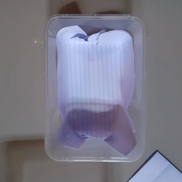 Masukkan kertas di dalam food container sebagai alas.