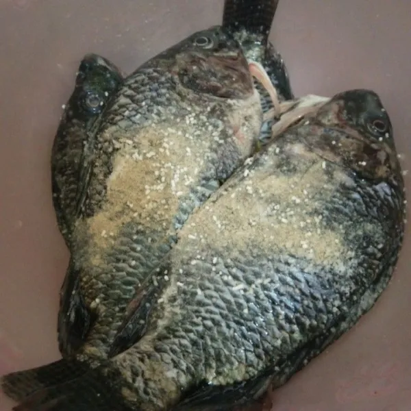 Kemudian tambahkan garam, merica bubuk, dan kaldu jamur, lalu aduk rata. Diamkan minimal selama 30 menit supaya bumbu meresap.