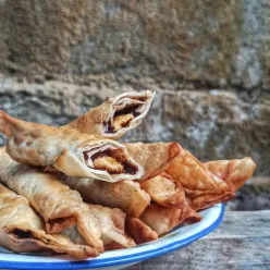 Pisang Cokelat Gulung Pangsit