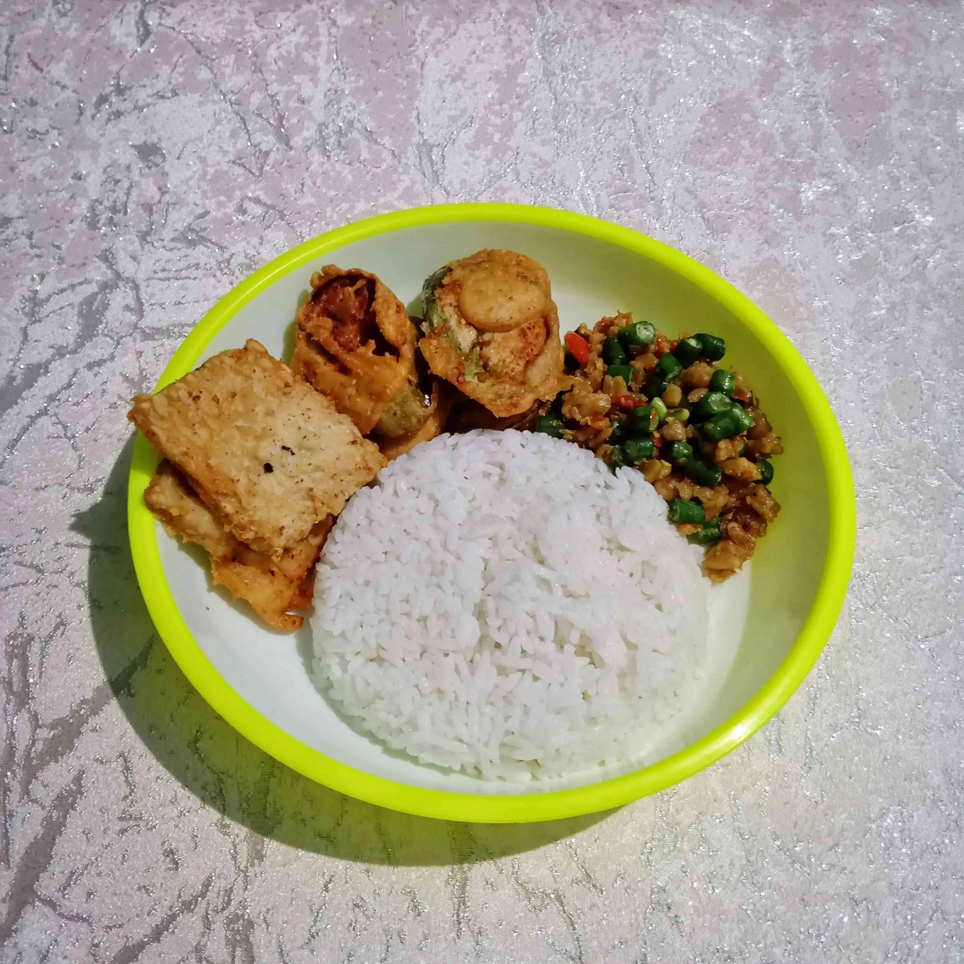 Sego Sambel Tempe Kacang Panjang