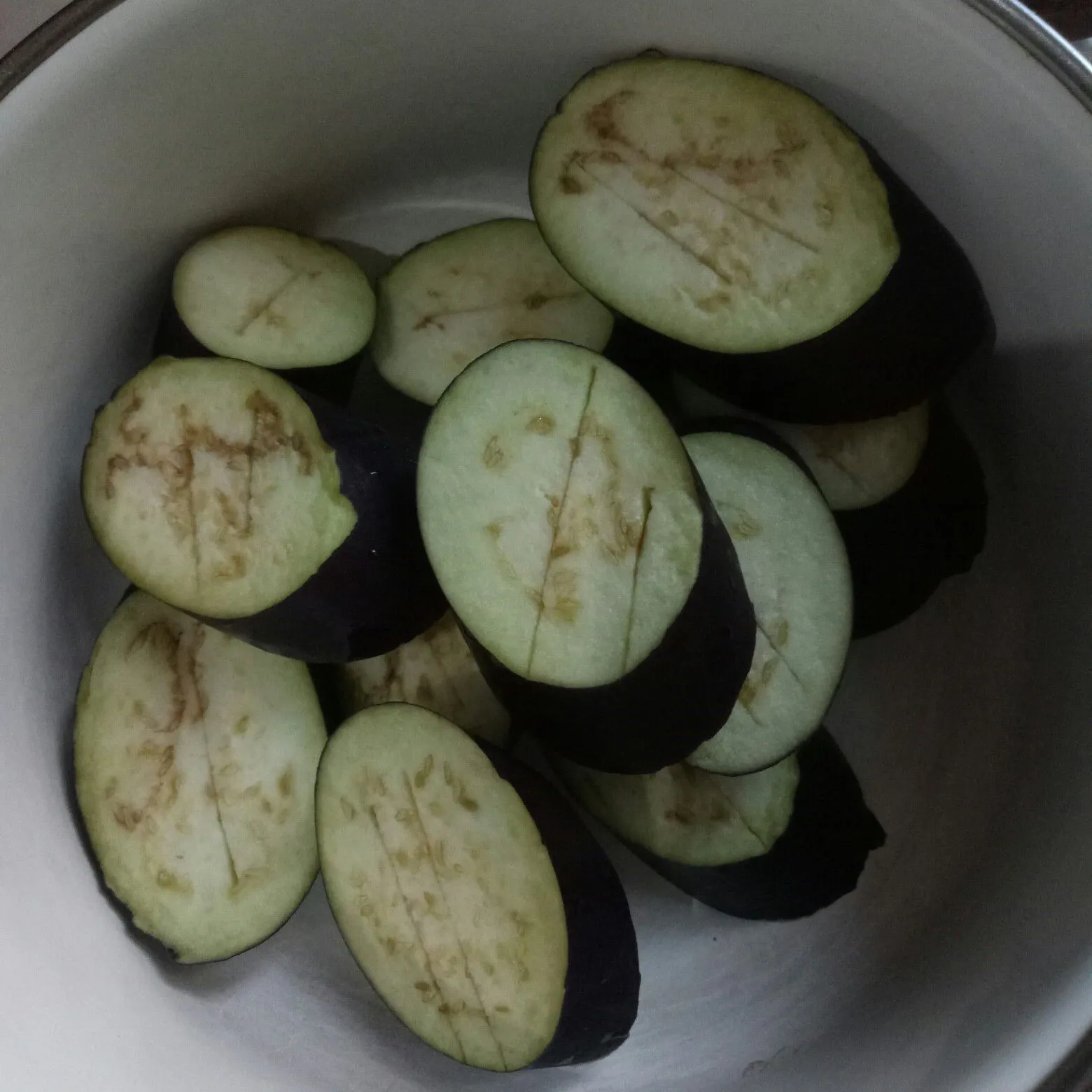 Step 1 Terong Panggang Daun Jeruk
