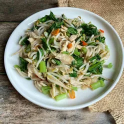 Toge Sawi Hijau dan Ayam Suwir