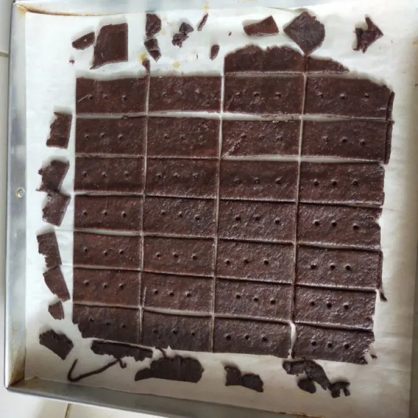 Pindahkan kertas baking ke loyang, lalu panggang 160'C 15-18 menit atau sampai matang. Sesuaikan dengan oven masing-masing.