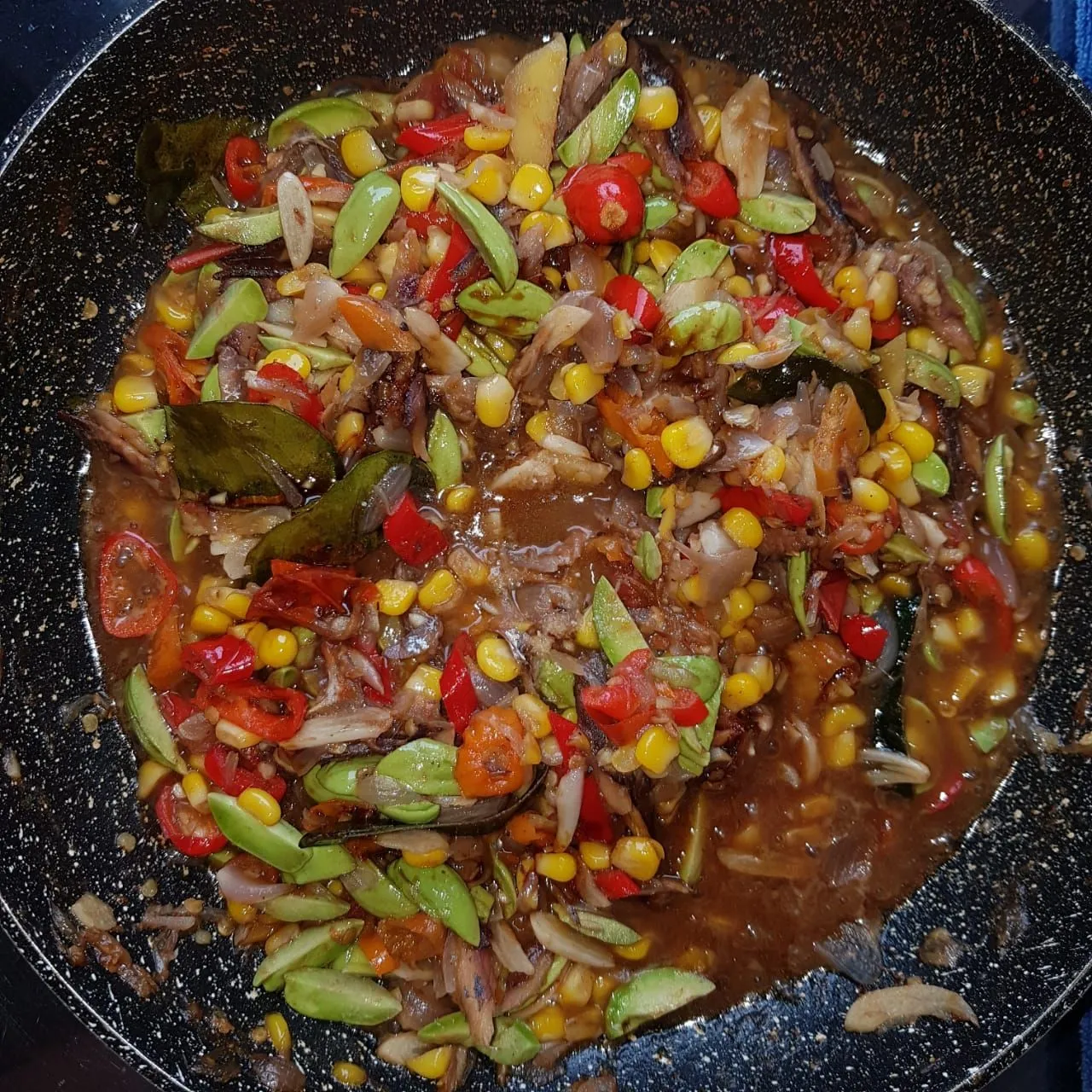 Step 7 Tumis Jagung Petai Ikan Asin