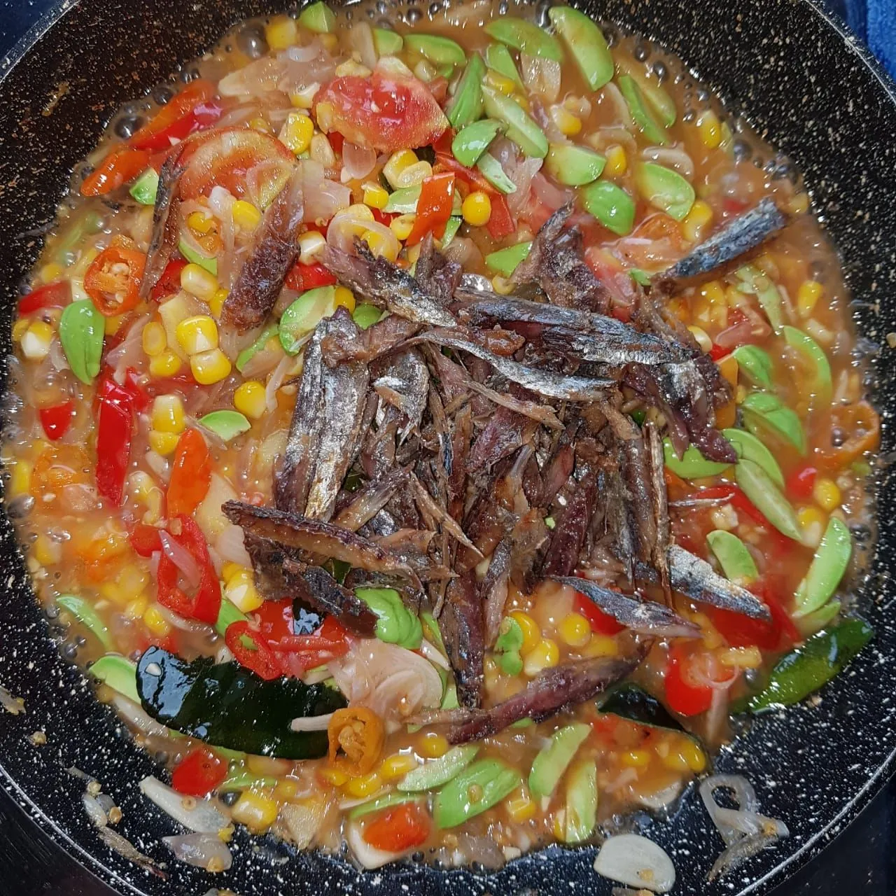 Step 6 Tumis Jagung Petai Ikan Asin