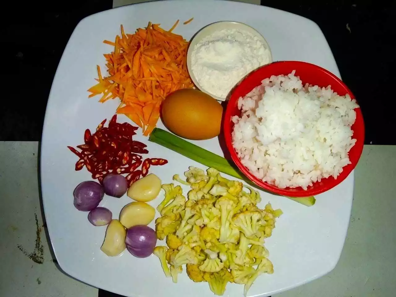 Step 1 Bakwan Nasi Sayur