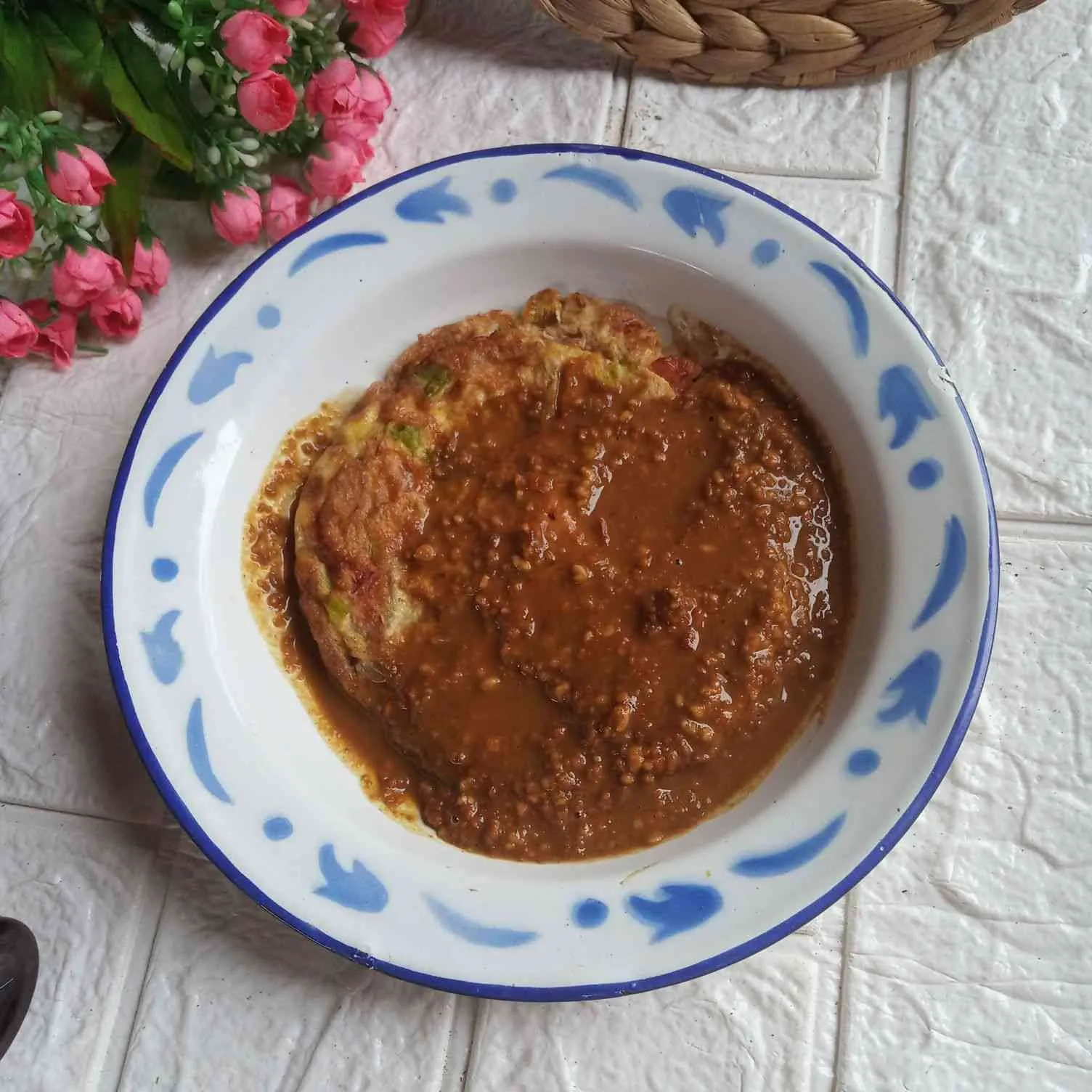 Telur Dadar Gobal Gabul Saus Kacang