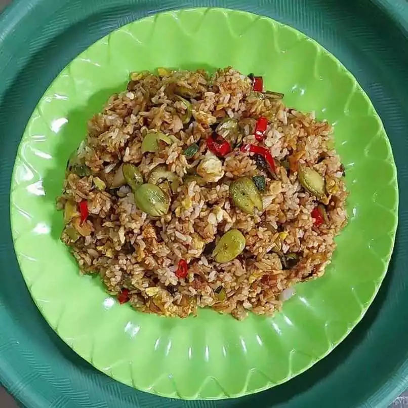 Step 10 Nasi Merah Goreng Petai