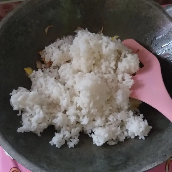 Masukan nasi, aduk rata.