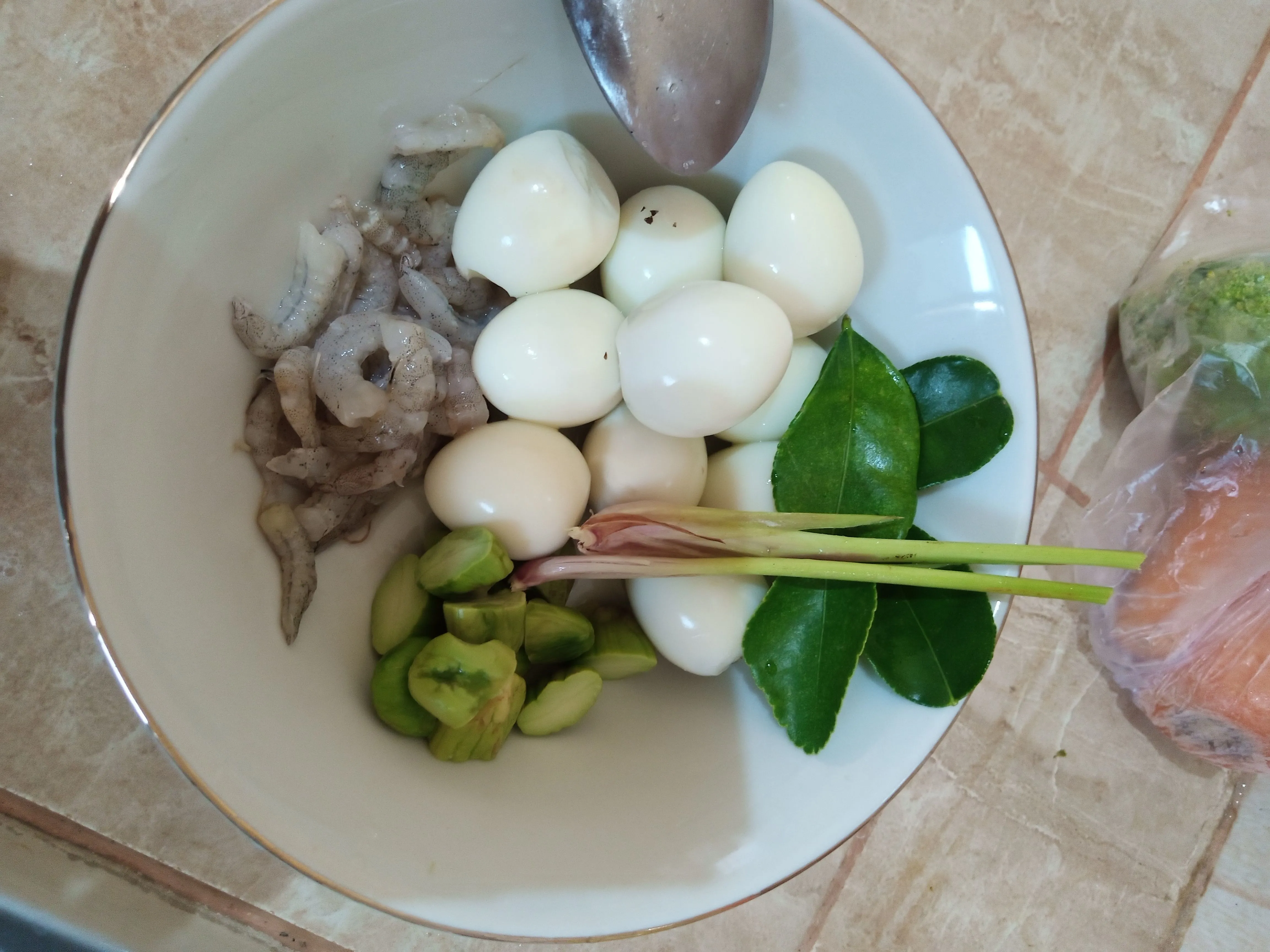 Step 1 Sambal Ijo Telur Puyuh Udang Pete