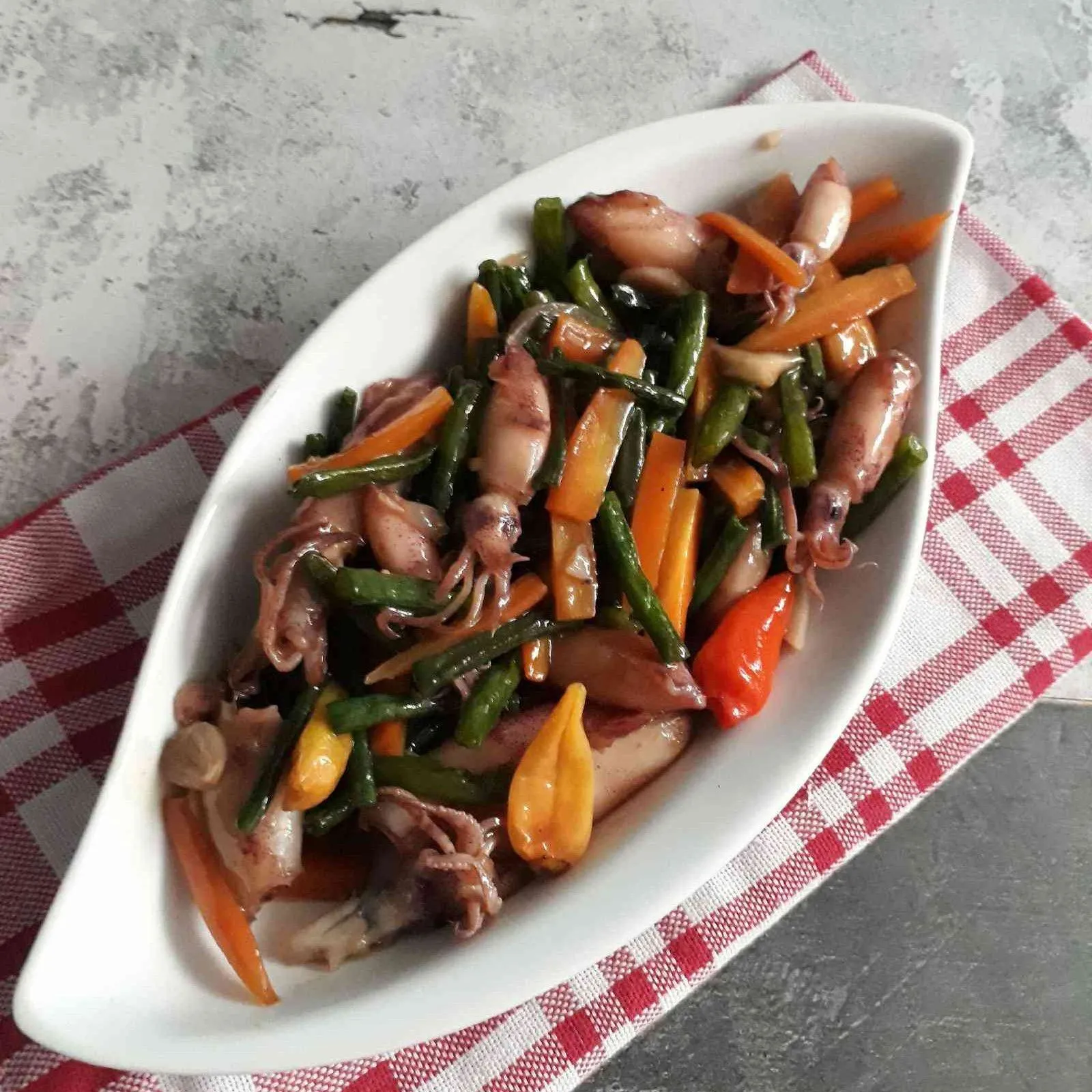 Cumi Asin Tumis Kacang Wortel