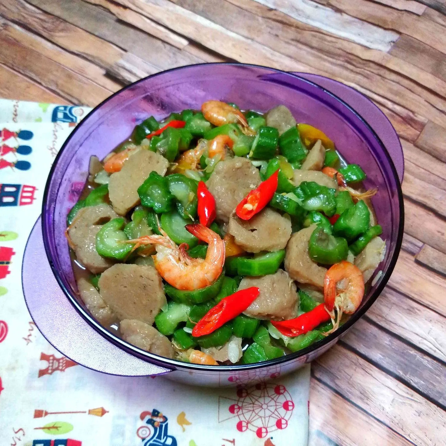 Tumis Oyong Bakso Udang