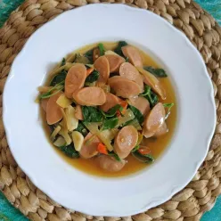 Tumis Bayam Sosis Saos Tiram