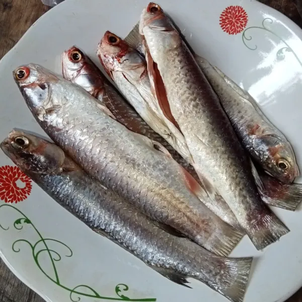Kucuri ikan dengan jeruk nipis, diamkan selama 5 menit lalu cuci bersih.