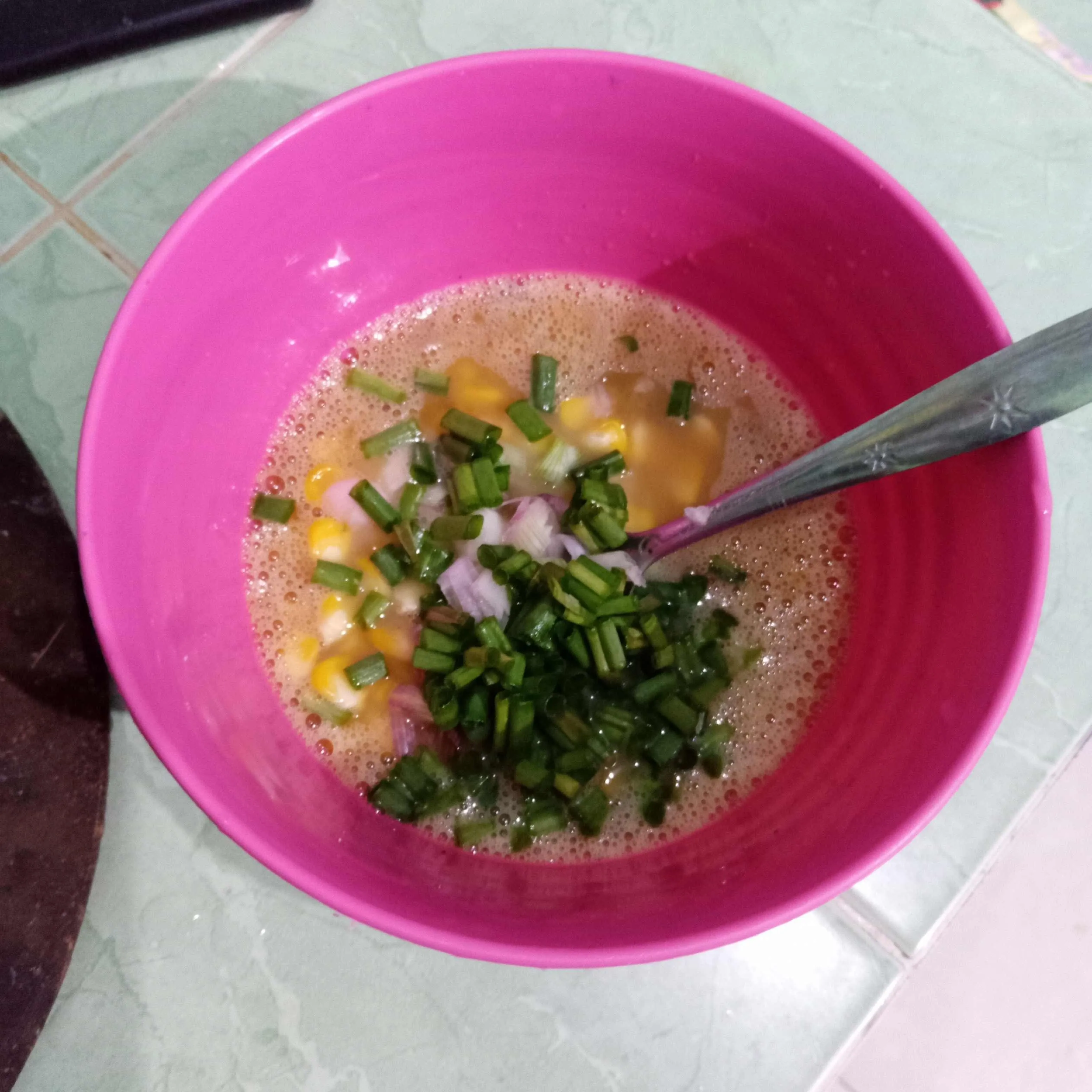Step 4 Omelet Jagung Manis