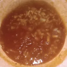 Tambahkan air, masak hingga mendidih, masukkan saos dan bumbu lainnya, tes rasa. Siram diatas telur tadi. Sajikan.