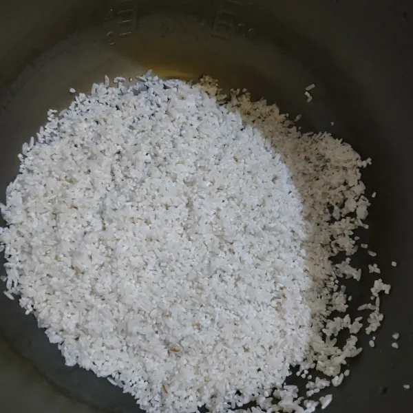 Masukkan beras yang sudah dicuci kedalam wadah nasi.