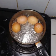 Rebus telur hingga matang sempurna.