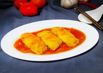 Sawi Gulung Ayam Saus Asam Manis