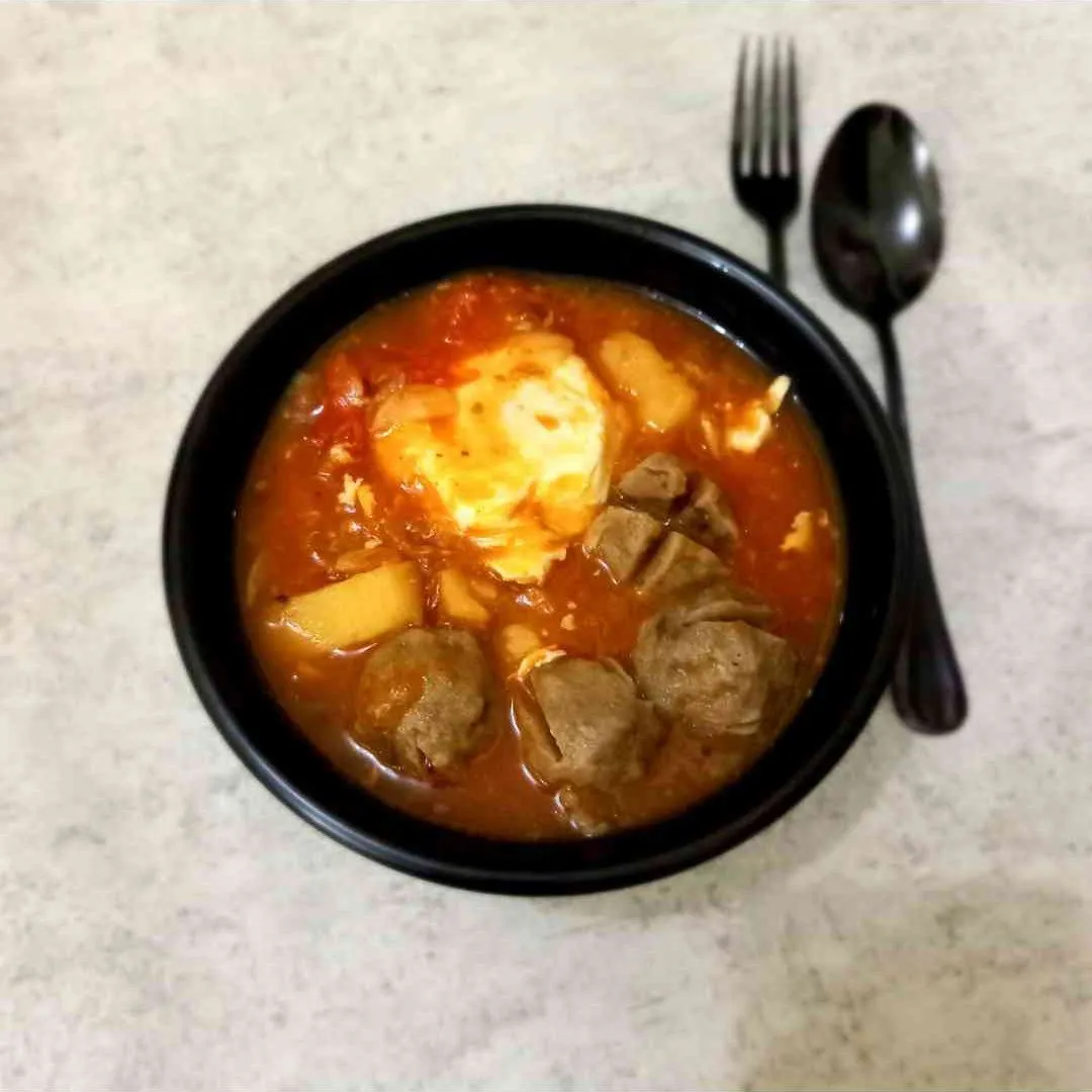 Kentang Bakso Kuah Pedas