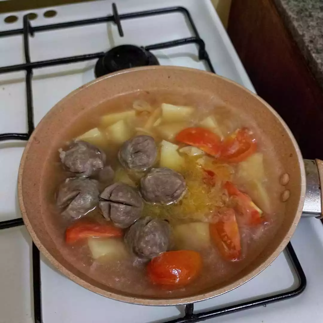 Step 3 Kentang Bakso Kuah Pedas