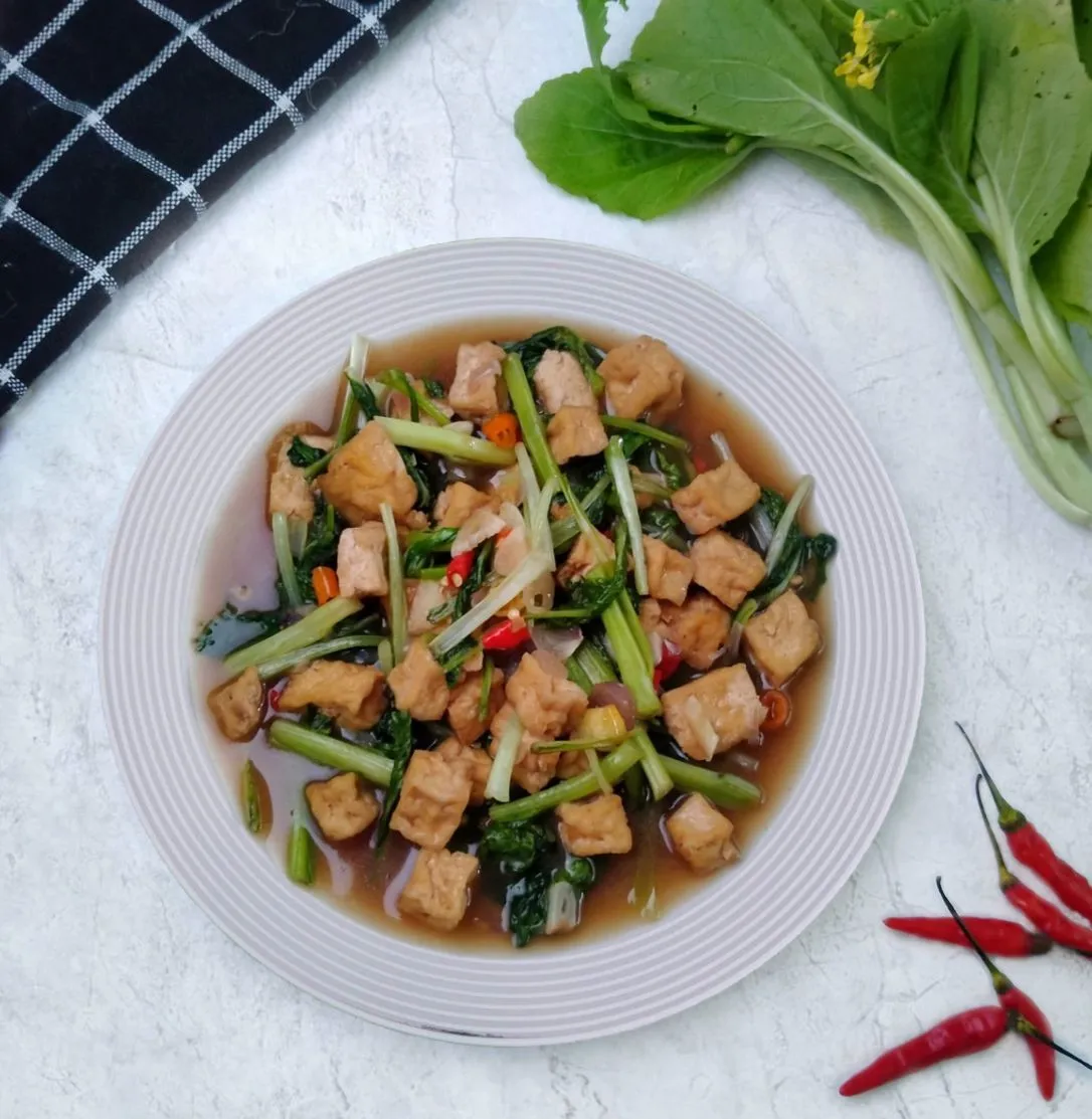 Tumis Sawi Hijau Tahu Saos Tiram