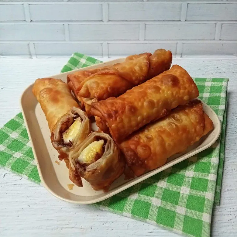 Step 5 Pisang Cokelat Keju Kulit Pangsit