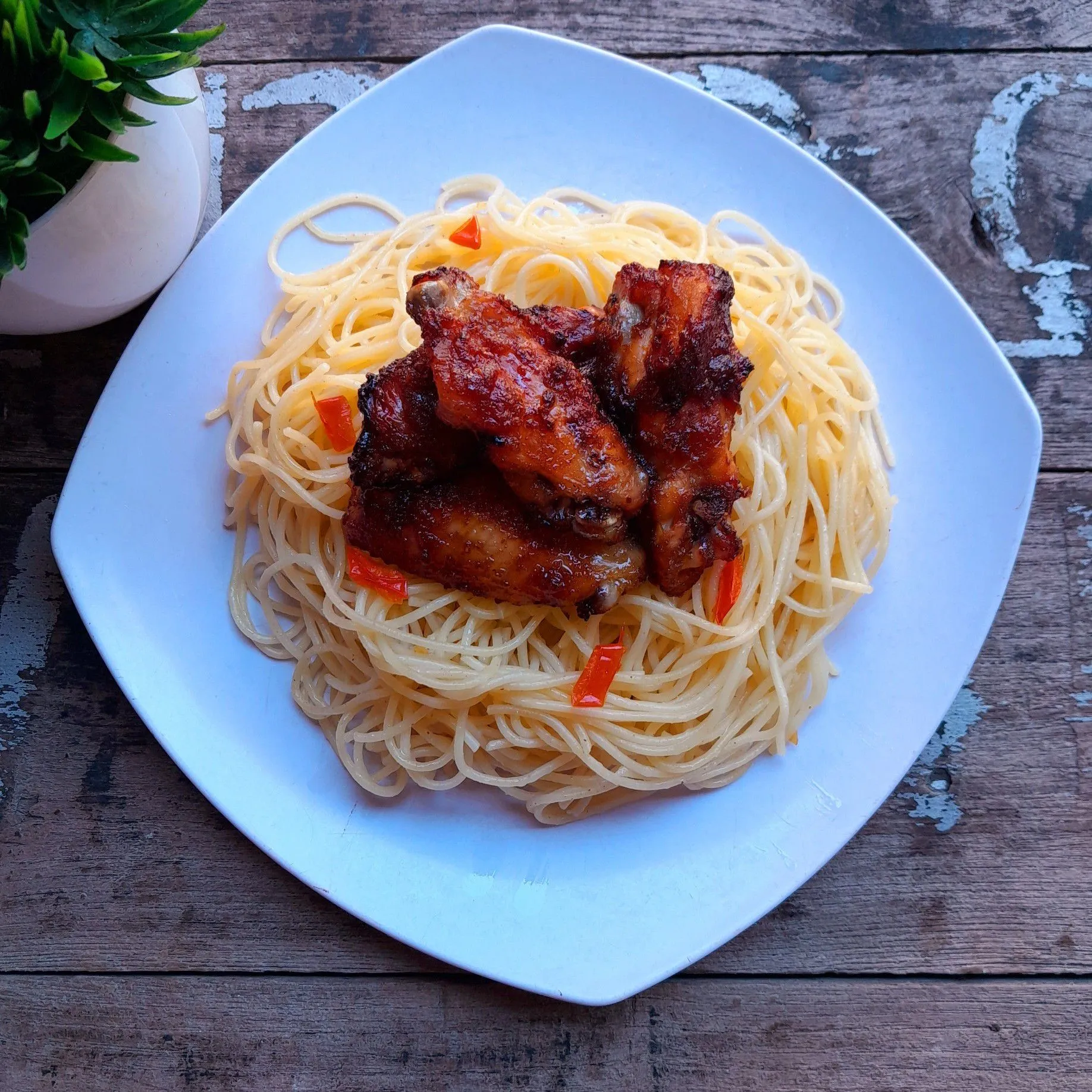 Step 7 Aglio Olio with Buffalo Chicken