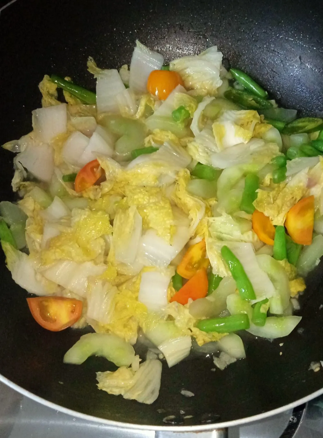 Step 6 Tumis Sawi Putih Timun Buncis
