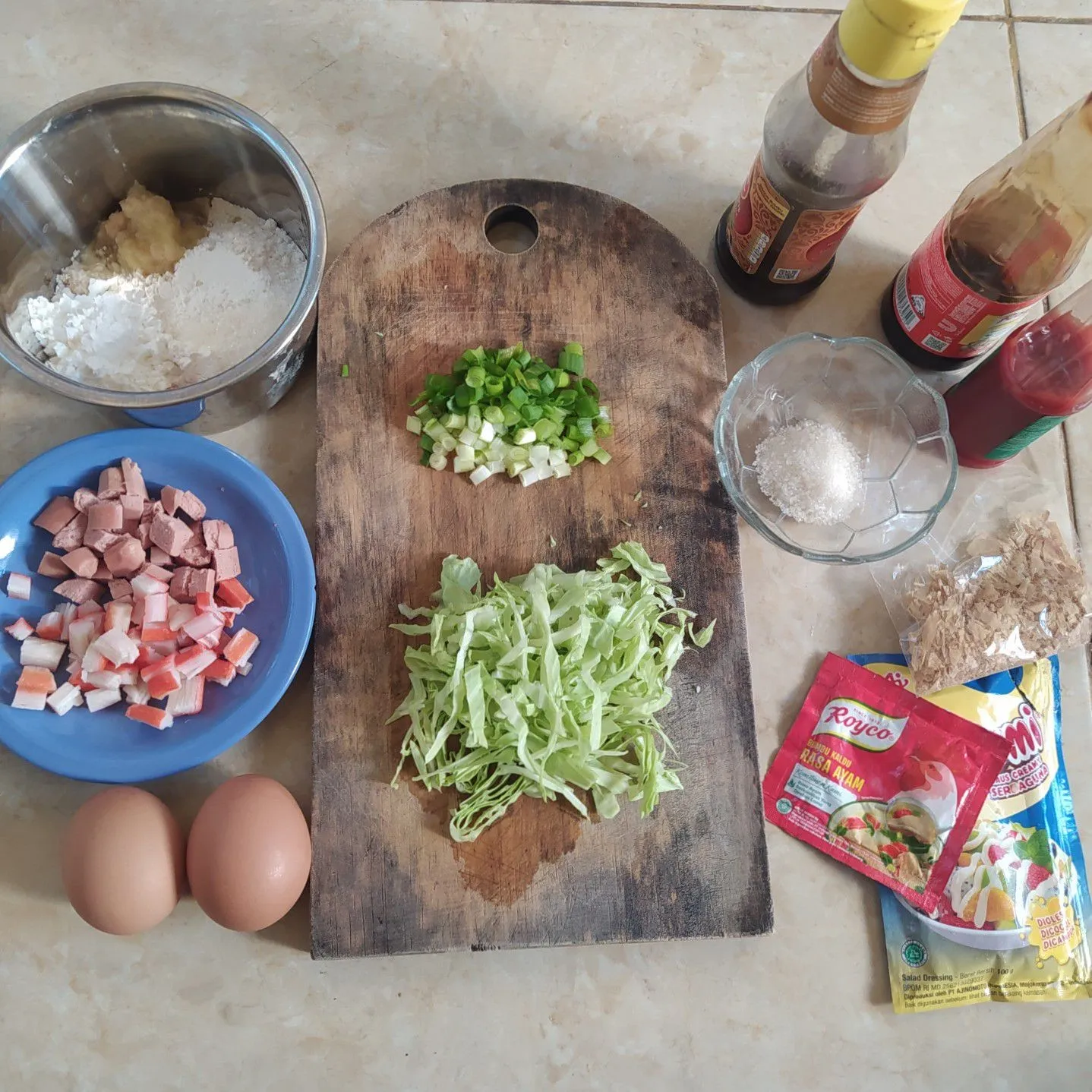 Step 1 Okonomiyaki #JagoMasakPriode4Week7