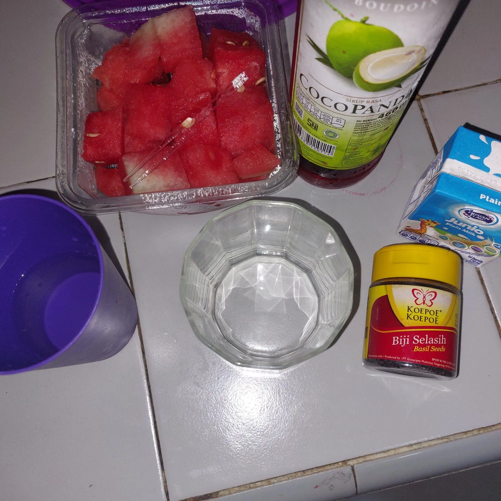 Step 1 Semangka Susu Coco Pandan Selasih