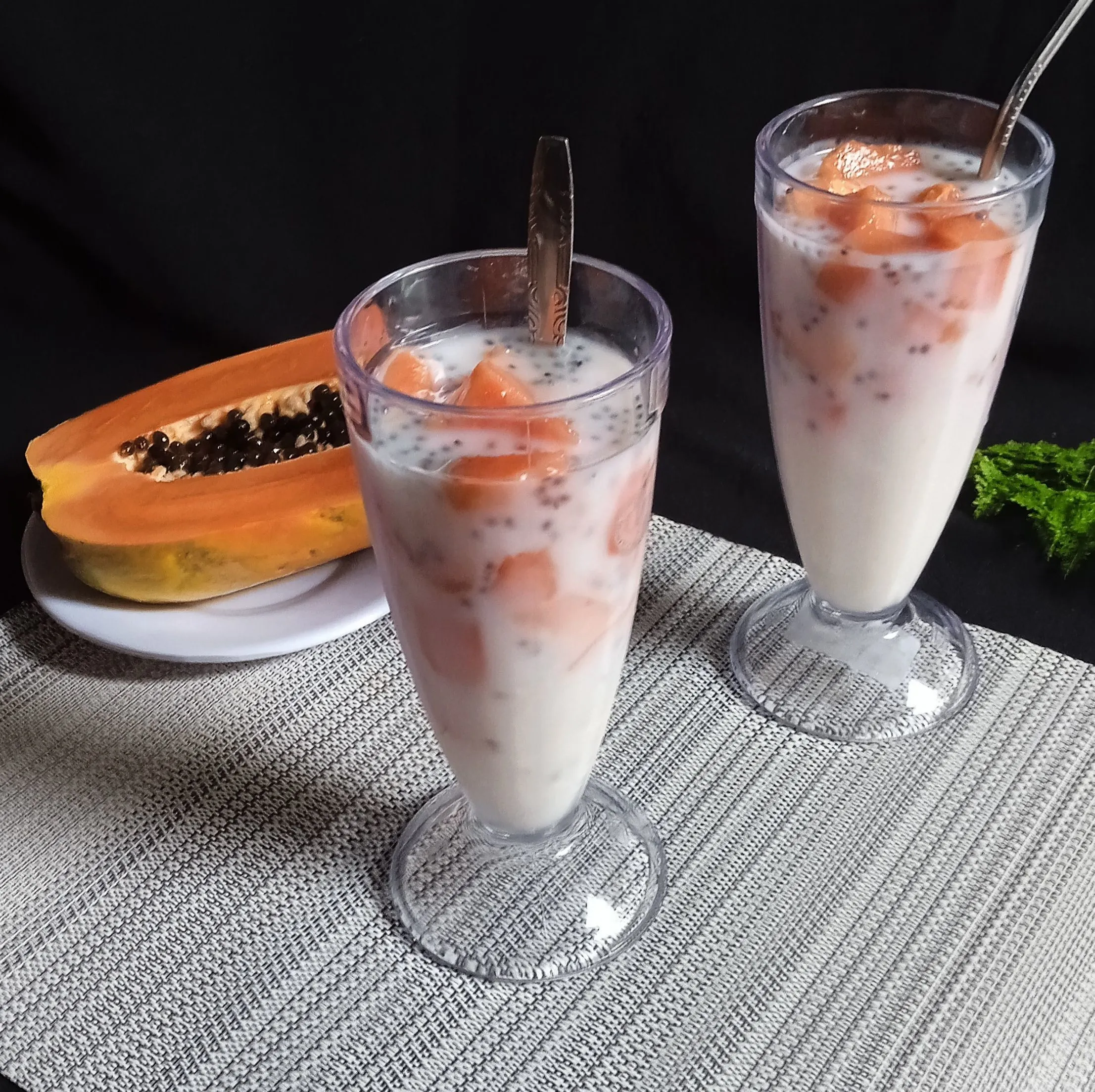 Step 6 Es Pepaya Susu Selasih