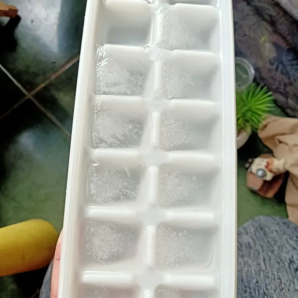 Lalu siapkan es batu.