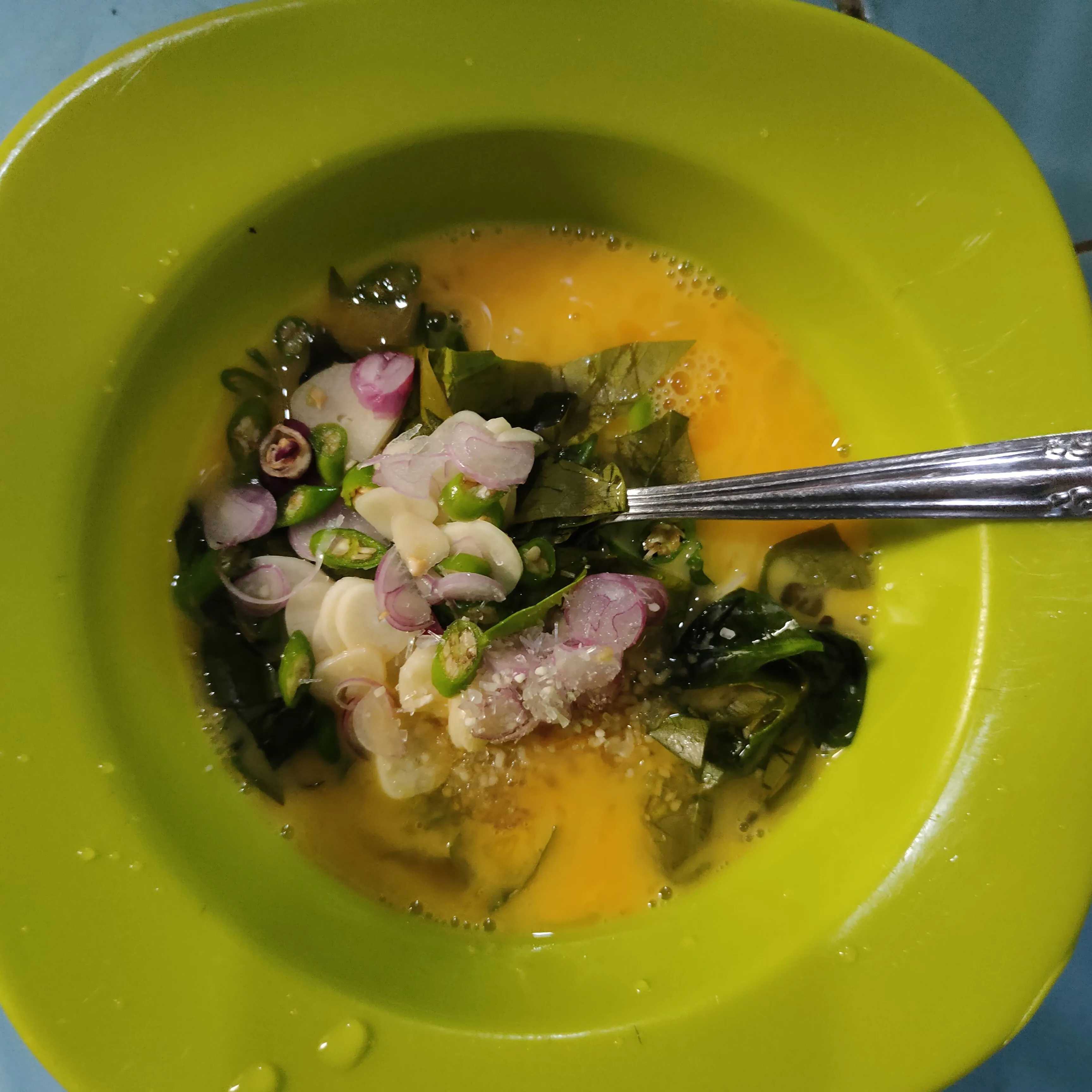Step 4 Telur Dadar Daun Melinjo