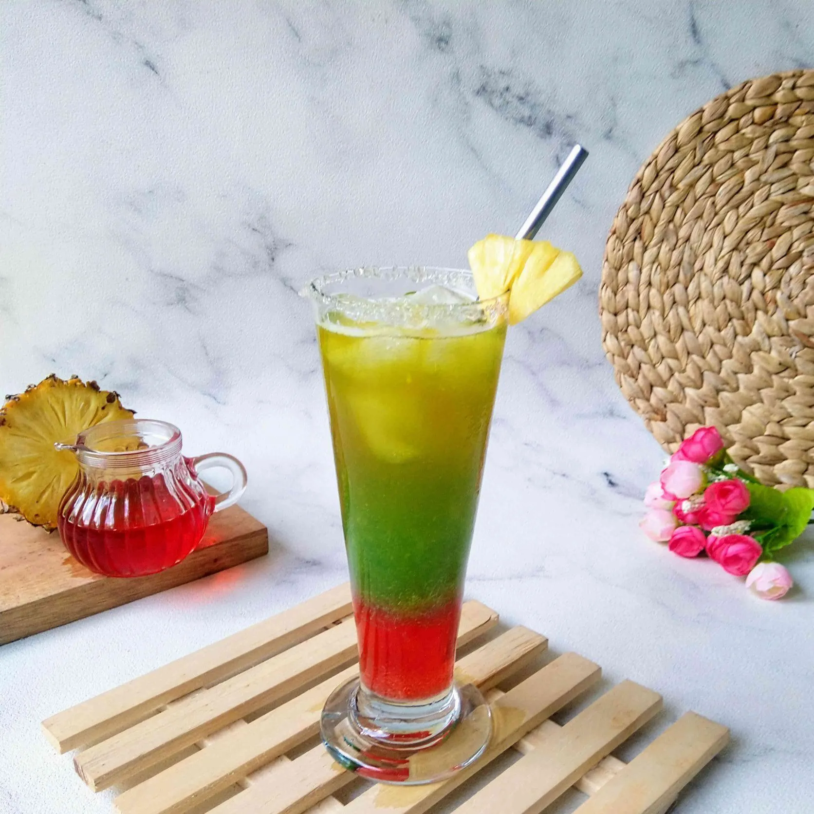 Rainbow Pineapple Mocktail