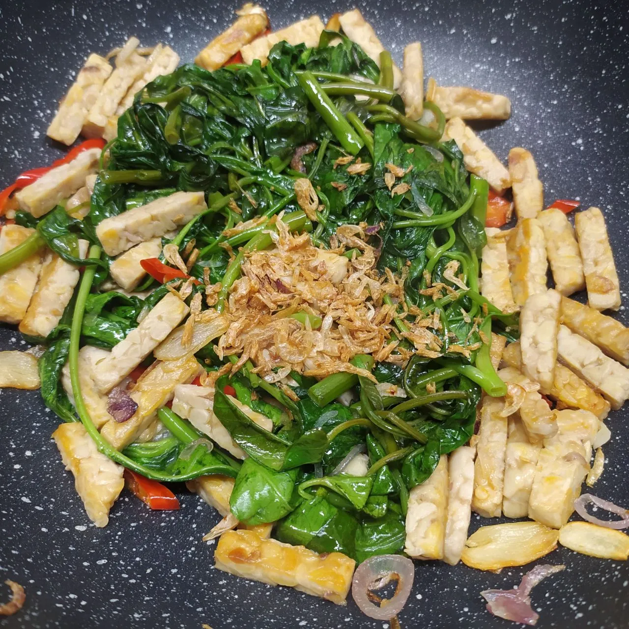 Step 3 Tumis Tempe Kangkung Saos Tiram