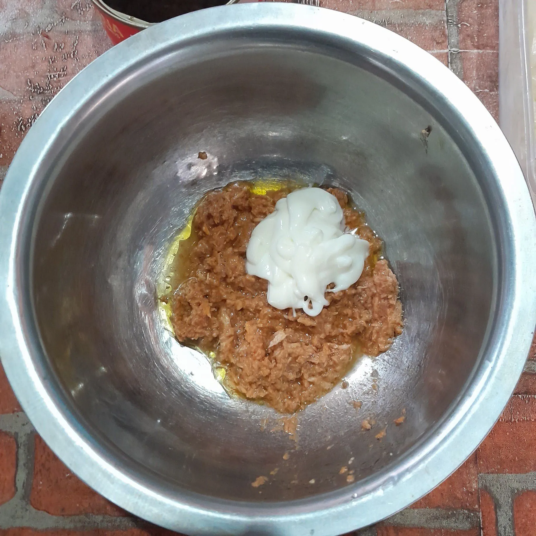Step 1 Roti Panggang Tuna Mentai