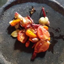 Haluskan sambal tambahkan garam, gula, kaldu bubuk. Aduk rata koreksi rasa.
