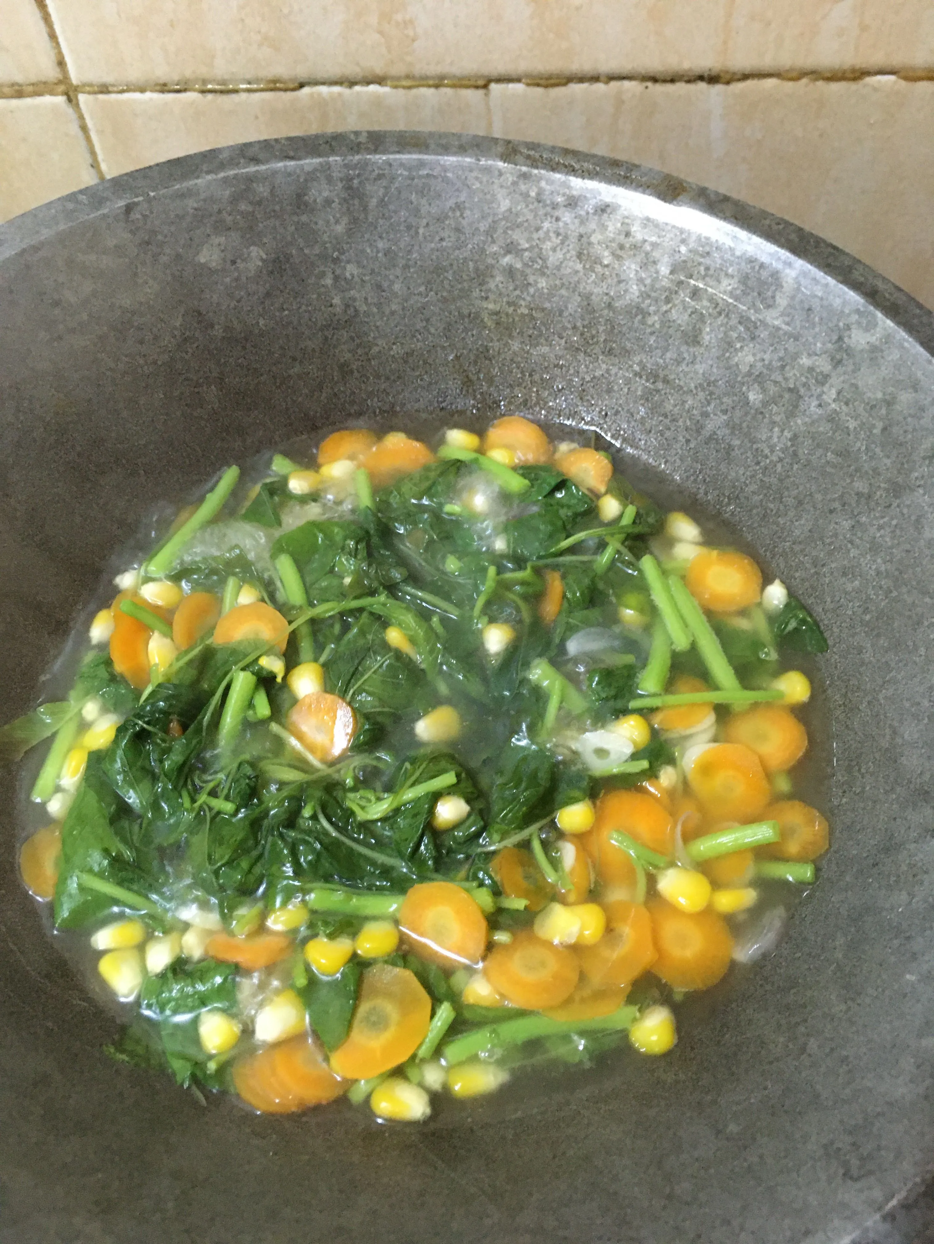 Step 5 Sayur Bayam Pelangi