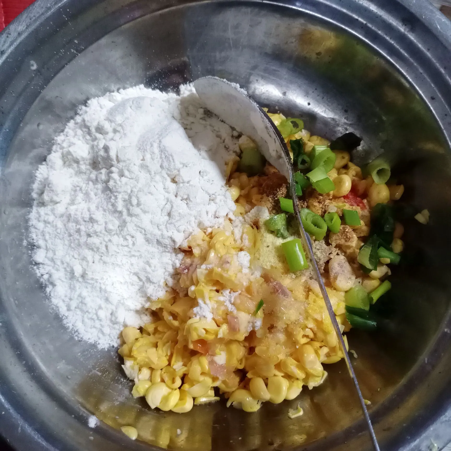 Step 3 Dadar Jagung Pedas