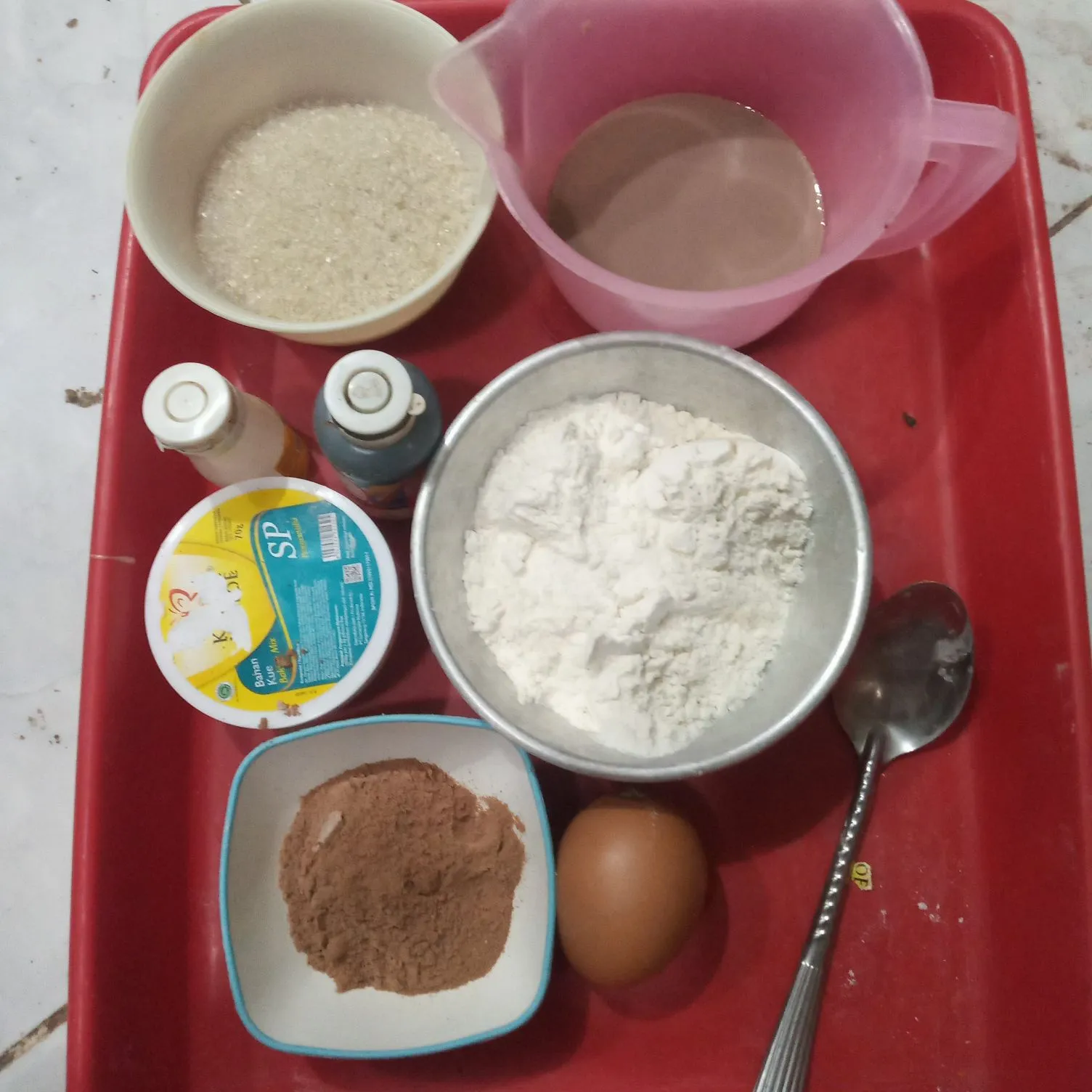 Step 1 Bolu Kukus Susu Coklat