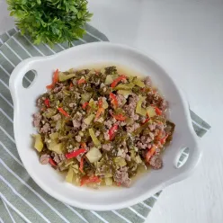 Tumis Sayur Asin Daging Cincang