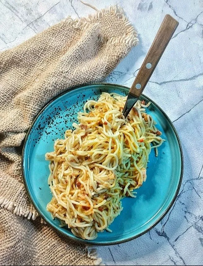 Garlic Corned Beef Spaghetti