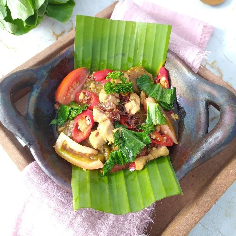 Tumis Terong Ayam Pakcoy Pedas