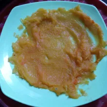 Haluskan labu kuning yang telah dikukus.