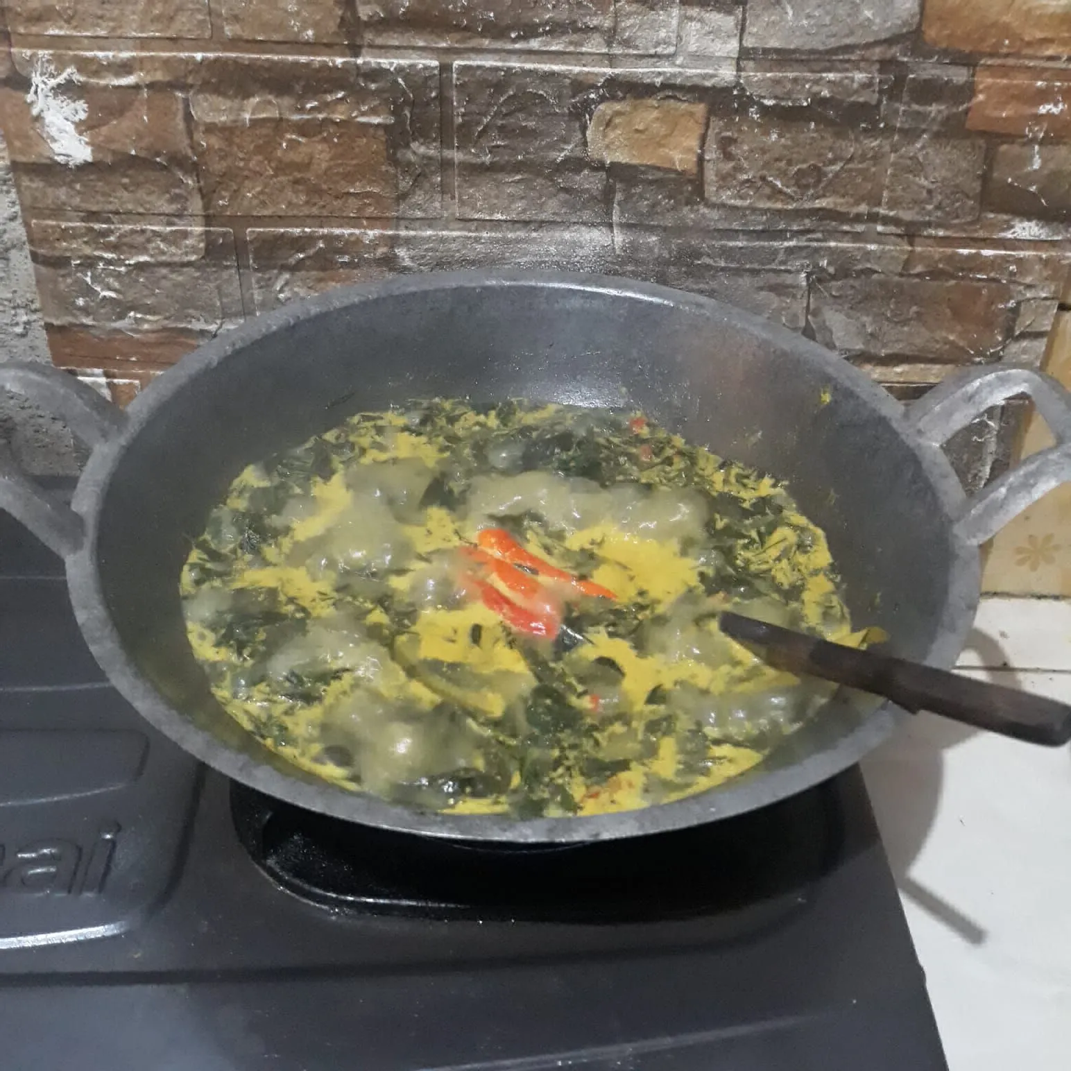 Step 5 Daun Singkong Kuah Santan