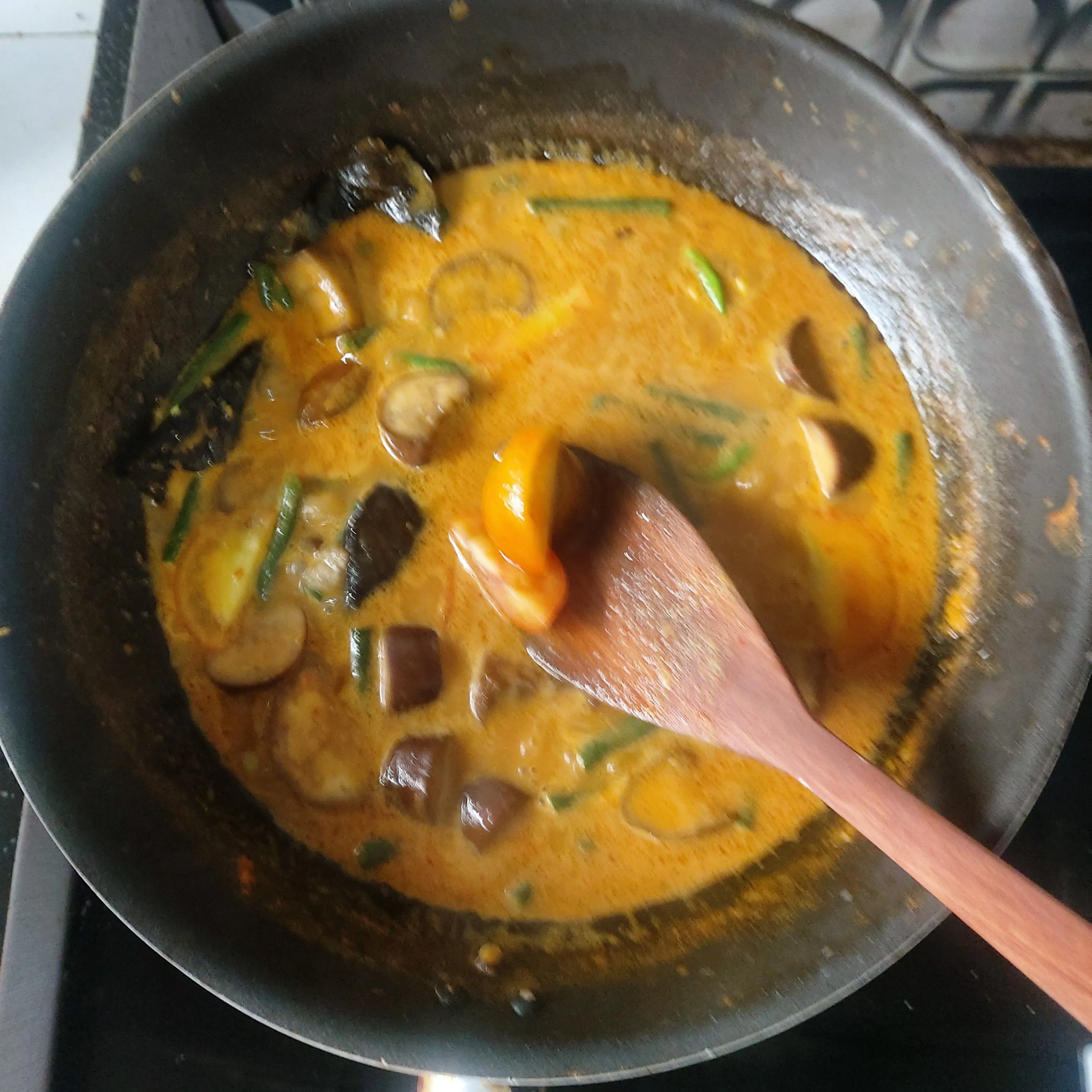 Step 9 sayur lodeh terong pedas