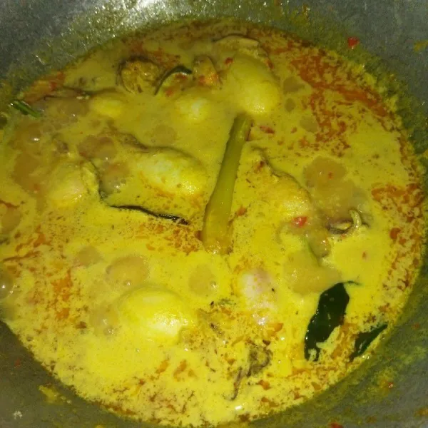 Jika sudah mendidih, kecilkan api, lalu masak sekitar 10 menit, lalu angkat kemudian sajikan.