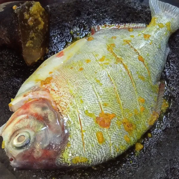 Baluri ikan dengan bumbu halus.