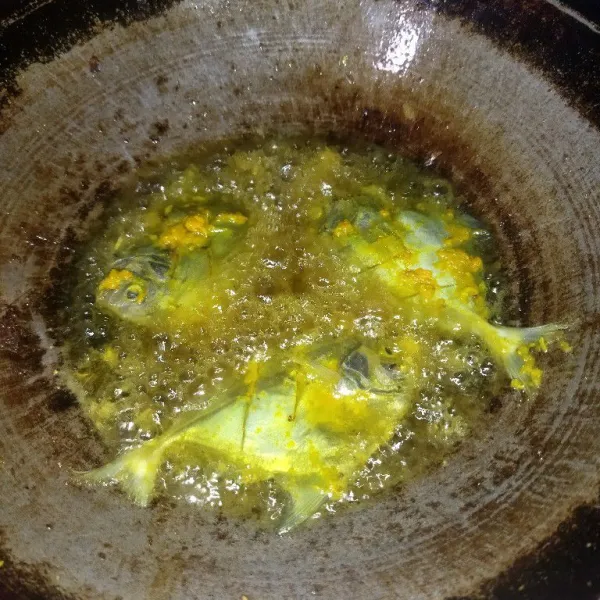 Panaskan minyak goreng secukupnya, goreng ikan hingga matang, lalu sajikan bersama sambal.